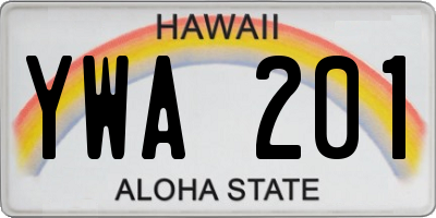 HI license plate YWA201