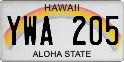 HI license plate YWA205