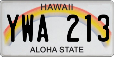 HI license plate YWA213