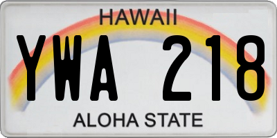 HI license plate YWA218