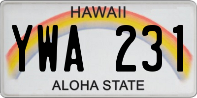 HI license plate YWA231