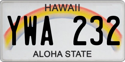 HI license plate YWA232