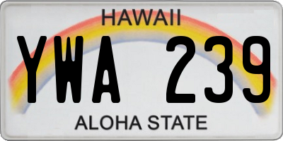 HI license plate YWA239