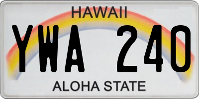 HI license plate YWA240