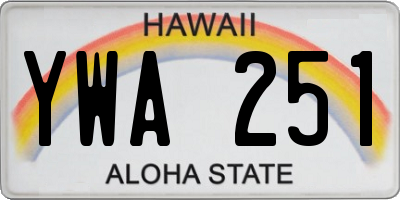 HI license plate YWA251