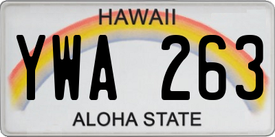 HI license plate YWA263