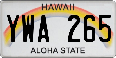 HI license plate YWA265