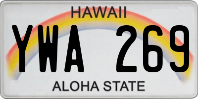 HI license plate YWA269