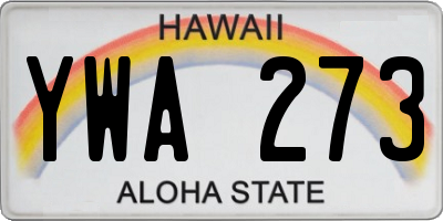 HI license plate YWA273