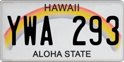 HI license plate YWA293