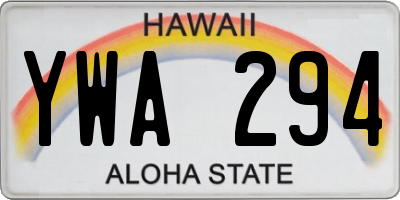 HI license plate YWA294