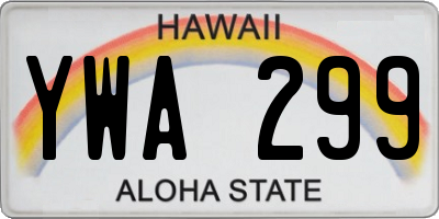 HI license plate YWA299