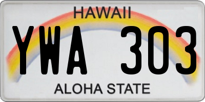 HI license plate YWA303