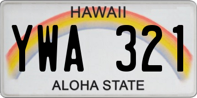 HI license plate YWA321
