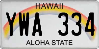 HI license plate YWA334