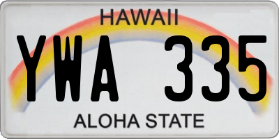 HI license plate YWA335