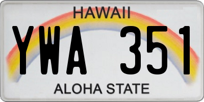 HI license plate YWA351