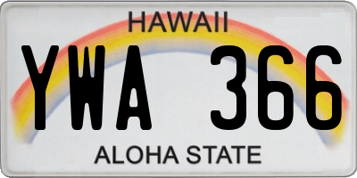 HI license plate YWA366