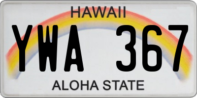 HI license plate YWA367