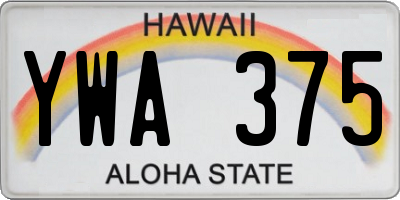 HI license plate YWA375