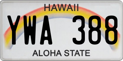 HI license plate YWA388