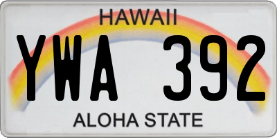 HI license plate YWA392