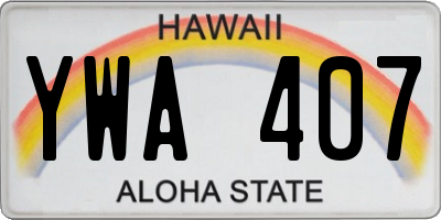 HI license plate YWA407