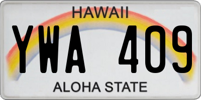 HI license plate YWA409