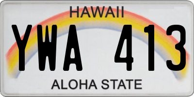 HI license plate YWA413