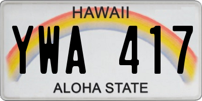 HI license plate YWA417