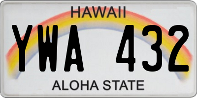 HI license plate YWA432
