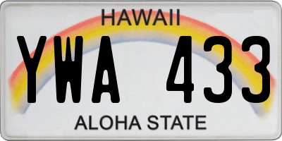 HI license plate YWA433