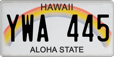 HI license plate YWA445
