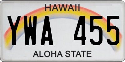 HI license plate YWA455