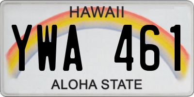 HI license plate YWA461