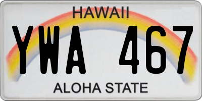 HI license plate YWA467