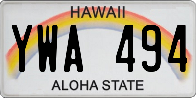 HI license plate YWA494