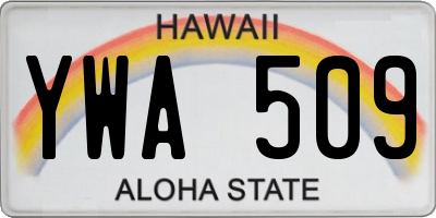 HI license plate YWA509