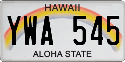 HI license plate YWA545