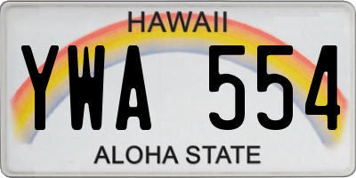 HI license plate YWA554