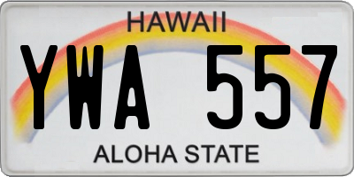HI license plate YWA557