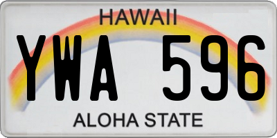 HI license plate YWA596