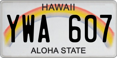 HI license plate YWA607
