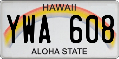 HI license plate YWA608