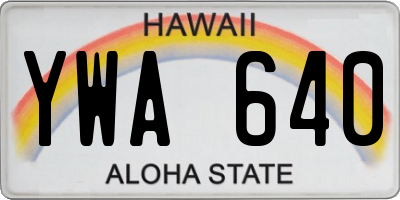 HI license plate YWA640