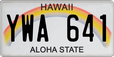 HI license plate YWA641