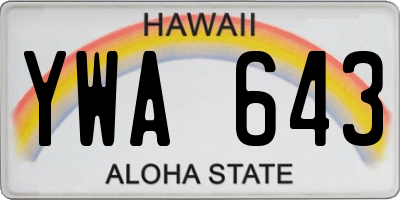 HI license plate YWA643