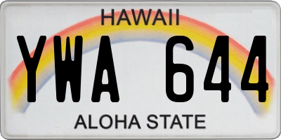 HI license plate YWA644