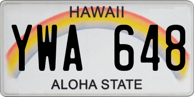 HI license plate YWA648