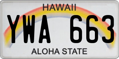 HI license plate YWA663